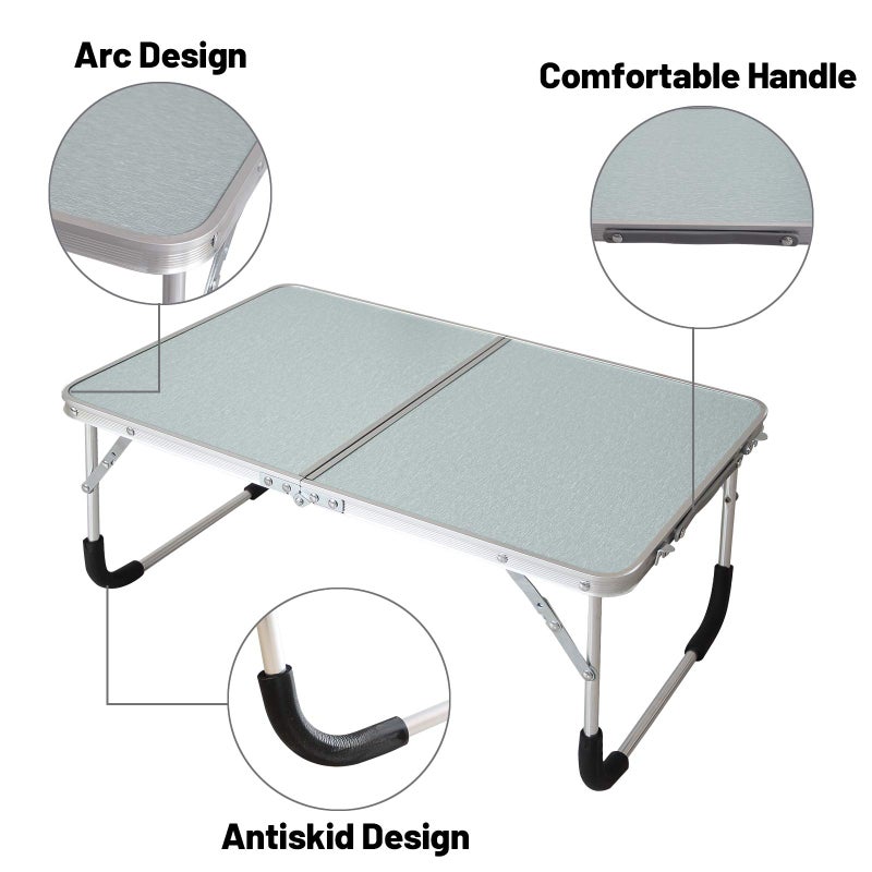 Jucaifu Foldable Laptop Table, Bed Desk, Breakfast Serving Bed Tray, Portable Mini Picnic Table & Ultra Lightweight, Folds in Half with Inner Storage Space (Silvery) - Image 5